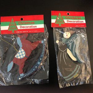4 for $10! 😎 Vintage Rocking Horse and Angel Wood Christmas Ornaments